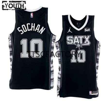 Maillot Basket San Antonio Spurs Jeremy Sochan 10 Nike 2022-23 Statement Edition Noir Swingman - Enfant
